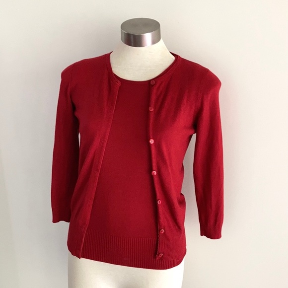 SABA twin set , tank top & cardigan SIZE 6-8 in rich red🌹 - Picture 10 of 10